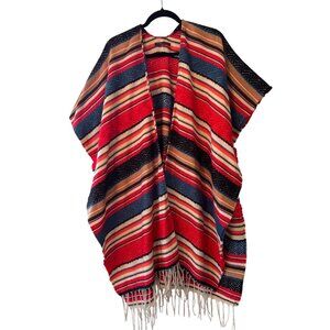 Do Everything In Love Striped Southwestern Kimono Wrap Shawl With Fringe